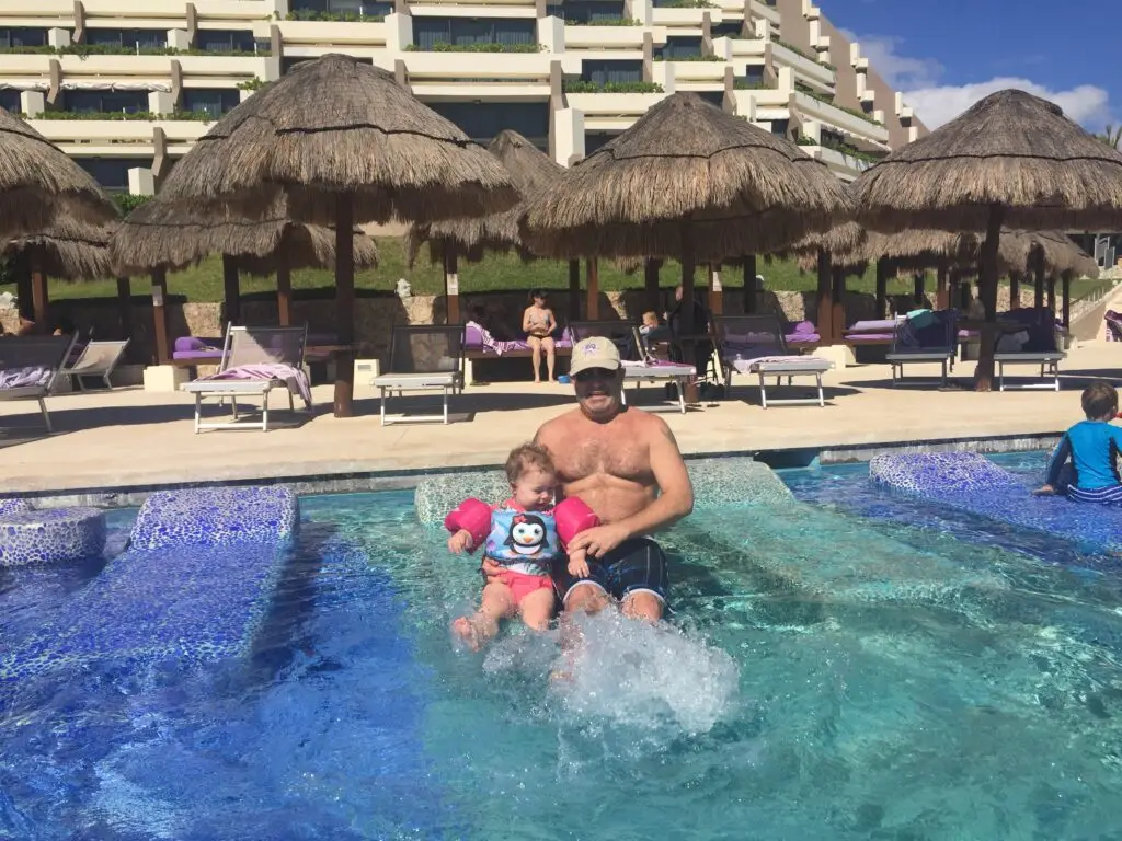 fun with dad in the pool